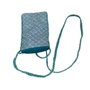 Aqua Scale Ditzy Phone Zippered Crossbody Carrying Pouch - (ONE-OF-A-KIND)!